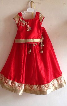 A personal favourite from my Etsy shop https://www.etsy.com/in-en/listing/248200716/red-silk-lehenga-with-flower-applique Red Silk Lehenga, Onam Special, Volume Skirt, Kids Indian Wear, Kid Dress, Frocks And Gowns, Pattu Pavadai, Kids Ethnic Wear, Toddler Style