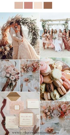 the wedding color scheme is peach and gold