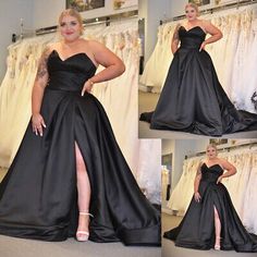 The wedding dress does not include any accessories such as gloves, wedding veil and the crinoline petticoat ( show on the pictures). We have a very large collection of Wedding, Bridesmaid and Evening/Prom dresses! Black Satin Wedding Dress, Black Wedding Dresses Plus Size, Plus Size Black Wedding Dress, Black Plus Size Wedding Dress, Plus Size Elopement Dress, Bridal Gowns Satin, Boho Bride Dress, Plus Size Gowns Formal, Plus Size Ball Gown