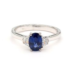 ad eBay - Certified Natural 1.15 TCW Blue Sapphire and Diamond Engagement Ring  18k WG - Buy Now, click the link (eBay)