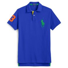 ----------------------------------------- POLO RALPH LAUREN - Custom Fit Mesh Polo Shirt for Men - Short sleeves - BIG PONY ==> Size XS <== ==> Size S <== ==> Size M <== ==> Size L <== - Sold for $98.50 in-store and online 1 color available: ~ Pacific Royal Blue ~ Description: - Ribbed Polo collar. Two-button rugby placket  - 100% Cotton - Short sleeves with ribbed armbands Ventilating metal grommets at the underarms - Signature embroidered Big Pony at the left chest ---------------------------- Casual Blue Polo Collar T-shirt, Blue Collared Sporty Tops, Blue Fitted Collared T-shirt, Navy Polo Collar Top For Sports, Blue Crew Neck Polo Shirt For Summer, Casual Blue Collared Polo Shirt, Navy Sporty Shirt With Polo Collar, Blue Cotton Polo Shirt For Sports, Sporty Navy Shirt With Polo Collar