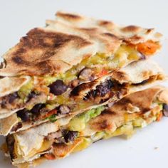 two quesadillas stacked on top of each other