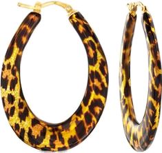 Fine Jewelery, Leopard Print, Hoop Earrings, Collage, Gold, Pins