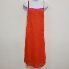 New With Tags (See Pics For Details) Features: Style Profile: Lightweight Flowy Vibrant Beach Vacation Summer Flaws: No Holes, Stains, Or Tears Please See Photos For Measurements (In Inches). We Are Happy To Answer Your Questions! Washing Instructions: Dry Clean Size: 6 Super Fast Shipping: We Ship Out The Next Business Day! Fitted Orange Sleeveless Slip Dress, Fitted Sleeveless Orange Slip Dress, Summer Red Midi Dress For Daywear, Red Midi Slip Dress For Spring, Orange Fitted Dress For Daywear, Red Silk Summer Dress, Orange Lined Midi Dress, Orange A-line Dress For Daywear, Fitted Orange Slip Dress For Spring