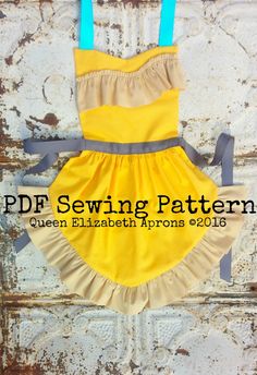 "Queen Elizabeth Aprons copyright© 2016 and beyond. This pattern is for personal use only. The finished product may not be used for Resale, Retail, or Commercial use. All my patterns are written in US measurements and in the English language. This listing is for a Digital SEWING PATTERN to create your own Pocahontas Child Apron. A PDF file will be available for download immediately after purchase. You can open the file with Adobe Reader, which is available free from the internet, and easily prin Disney Princess Aprons, Disney Aprons, Dress Up Aprons, Princess Aprons, Embroidery Personalized, Pocahontas Disney, Trendy Sewing Projects, Children Dress, Childrens Aprons