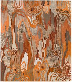 an abstract painting with oranges and browns on the surface, in shades of brown