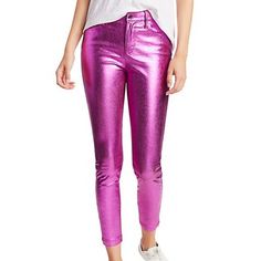 Rta Madrid Metallic Leather Pants Magenta Women's Size 23 New Without Tags Women's Size 23 In New Without Tags Condition Bold And Glossy, These Metallic Jeans Make A Statement. Belt Loops Four-Pocket Style Zip Fly With Button Closure Leather Dry Clean By Leather Specialist Measurements Are Pictured Flat And Approximate Waist 12" Rise 9.5" Inseam 27.5" Rr037 12 Oz Tags: Boho, Bohemian, Retro, Chic, Romantic, Spring, Summer, Cottagecore, Trendy, Preppy, Pretty, Easter, Vacation, Resort, Travel, Eu Chic Pink Leather Pants For Party, Chic Pink Leather Pants, Chic Pink Leather Pants For Spring, Trendy Fitted Pink Leather Pants, Glamorous Fitted Purple Bottoms, Metallic High Rise Fitted Bottoms, Fitted High Rise Metallic Bottoms, Chic Metallic Leather Pants For Spring, Pink Leather Pants For Spring Night Out