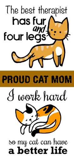 two different types of cats with the words proud cat mom and i work hard so my cat can have a better life