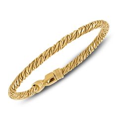 Interesting style is the hallmark of this men's bracelet. 14K yellow gold-plated sterling silver Features a twist rope design 8.5-inch chain with a custom clasp The signature "E" is stamped on the clasp to identify each piece as part of the 1933 by Esquire collection Classic Gold Bracelet With Rope Chain, Classic 14k Gold Bracelet With Rope Chain, Classic Gold Bracelets With Rope Chain, Classic Gold Rope Chain Bracelet, Formal Yellow Gold Rope Chain Bracelet, Classic 14k Gold Rope Chain Bracelet, Classic Rope Chain Bracelets For Formal Occasions, Classic Formal Rope Chain Bracelets, Classic Formal Rope Chain Bracelet