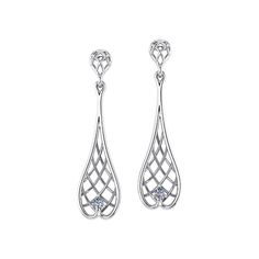 These whimsical white gold diamond earrings are created in America by the artisans at Jewelry Designs. Fun, delicate and easy to wear.Take a look! 14k White Gold Earrings For Formal Occasions, Platinum Diamond Earrings With Diamond Accents For Evening, Fine Jewelry Diamond Earrings For Formal Events, Elegant Polished Diamond Earrings For Evening, Platinum Diamond Earrings For Evening, Evening Platinum Earrings In Diamond White, Formal Pierced Diamond Earrings, Formal Diamond Earrings, Pierced, Elegant Platinum Drop Earrings