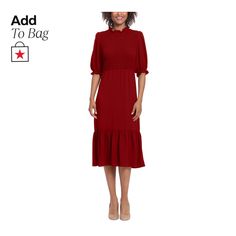 in stock Diy Fashion Hacks, Tiered Midi Dress, Review Dresses, Red Midi Dress, Midi Length Dress, Fall Dresses, Diy Fashion, Elegant Dresses, Dresses Online