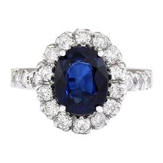 Stamped: 18K White Gold Total Ring Weight: 5.7 Grams Ring Length: N/A Ring Width: N/A Gemstone Weight: Total Natural Sapphire Weight is 2.55 Carat (Measures: 9.05x7.20 mm) Color: Blue Diamond Weight: Total Natural Diamond Weight is 0.80 Carat Color: F-G, Clarity: VS2-SI1 Face Measures: 14.18x12.50 mm Sku: [703335W] 14k White Gold Diamond Ring, La Face, Gold Diamond Ring, White Gold Diamond Rings, Pretty Rings, Natural Blue Sapphire, Natural Sapphire, Blue Diamond, Ring Ring