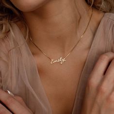 "* Customized \"Your Own Name\" Necklace * Made with Premium Stainless Steel" Chain Designs Gold Women With Name, Name Necklaces Gold, Gold Necklace Name Design, Custom Necklace Names, Name Chain Gold Design, Motivional Quotes, Name Chain Gold, Gold Necklace Name, Necklace Name Design