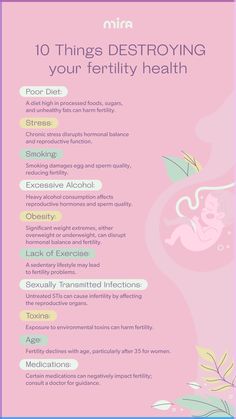 a pink poster with the words 10 things destroying your fertiility health