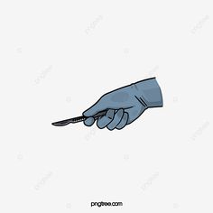 a hand holding a knife in the middle of it's fingers, cartoon style