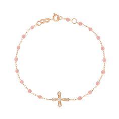 Gigi Clozeau - Classic Cross Vintage Diamond Blush bracelet, Rose Gold, 6.7 Elegant Cross Pendant Bracelet As A Gift, Luxury Pink Gold Diamond Bracelet, Elegant Yellow Gold Rosary Bracelet With Cross, Elegant Yellow Gold Cross Rosary Bracelet, Elegant Rose Gold Cross Jewelry, Bracelet Rose Gold, Cross Bracelet, Cross Jewelry, Affordable Jewelry