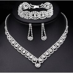 Gender:Women's; Diameter:11.02(Approx.28cm); Shape:Round; Style:Elegant,Fashion; Jewelry Type:Bridal Jewelry Sets; Occasion:Gift,Wedding; Material:Alloy; Length of Earrings:3; Length of Bracelet:17; Length of Necklace:26; Design:Fancy; Listing Date:04/07/2024 Elegant White Bridal Sets For Party, Elegant Crystal Bridal Sets For Party, Elegant Bridal Sets For Marriage, White Bridal Sets For Formal Occasions, Cheap Jewelry, Earrings 3, Fashion Elegant, Bridal Jewelry Sets, Trendy Jewelry