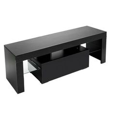 a black table with two drawers underneath it