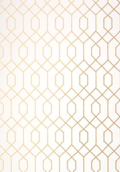 a white and gold wallpaper with hexagonal shapes