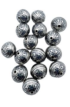 Sterling Silver Handmade Oxidized beads Aztec Design 12mm (PKG of 2 beads) This listing is for 8mm round Oxidized Sterling Silver beads in the Aztec Design. These beads are also available in 8mm and 10mm in my store Artisan Silver Spacer Beads, Artisan Silver Oval Beads, Artisan Silver Beads For Jewelry Making, Silver Spacer Beads Round Shape, Handmade Silver Oval Beads, Traditional Silver Round Beads, Aztec Design, Aztec Designs, Fabulous Jewelry