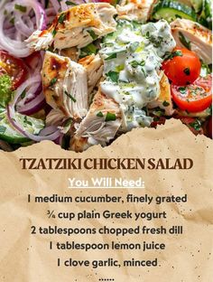 a recipe for tasty chicken salad is shown here