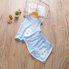 2-piece Letter Pattern Vest & Shorts for Children Boy - PrettyKid Pattern Vest, Children Boy, Toddler Easter, Vest Pattern, Kids Set, Boy Blue, Letter Patterns, Affordable Clothes, Kids Wear