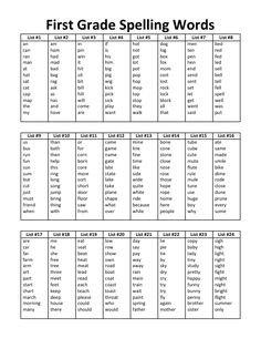 the first grade spelling words worksheet is shown in black and white with an image of