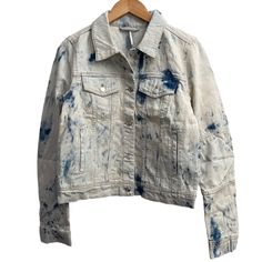 Free People Rumors Denim Jacket Size M, Nwt In The Color Jones Tie Dye Blue Every Woman Needs A Basic Denim Jacket In Her Assortment, Making This Essential By Free People A Must-Have For Your Layering Collection. The Appeal Of This Beauty Will Take Your Favorite Outfits To New Style Heights You'll Adore. Product Details - Button Closure - Collar - Long Set-In Slereves Washed Blue Cotton Denim Jacket For Fall, Dark Wash Cotton Denim Jacket For Spring, Fall Washed Blue Cotton Denim Jacket, Acid Wash Cotton Denim Jacket With Pockets, Spring Cotton Denim Jacket, Washed, Blue Distressed Denim Jacket With Relaxed Fit, Blue Distressed Relaxed Fit Denim Jacket, Spring Cotton Washed Denim Jacket, Spring Washed Cotton Denim Jacket