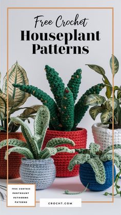 crochet houseplant patterns with text overlay reading free crochet houseplant patterns