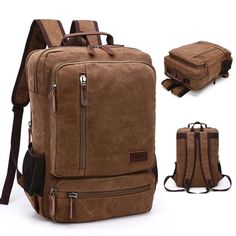 The perfect blend of vintage aesthetics and modern functionality with our Vintage Canvas Travel Backpack. Designed for the adventurous spirit, this backpack is offered in a palette of six versatile colors: black, coffee, khaki, blue, red, and army green, making it a suitable choice for any style preference. Dimensions & Material: Size: The backpack measures approximately 13 inches long, 4.7 inches wide, and 16.5 inches high. Main Material: Crafted from durable canvas, this backpack is built to withstand the rigors of daily use while maintaining a classic, rugged look. Lining Material: Lined with polyester, it ensures the longevity and safety of the contents inside. Color Options: Black: Sleek and timeless, perfect for both casual and professional settings. Coffee: A deep, rich brown that o Korean Shop, Vintage Aesthetics, Leather Roll, Rugged Look, Vintage Canvas, School Fashion, Black Coffee, Travel Backpack, School Backpacks