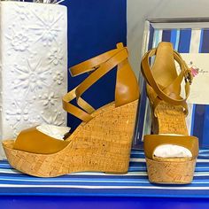 Michael Kors Brown Cork Platform Wedge Strappy Ankle High Heel Sandals Sz 10 Brand New Heel Height Approximately 5” With 1.5 Platform True To Size Chic Michael Kors Leather Wedge Sandals, Michael Kors Platform Wedge Sandals For Summer, Michael Kors Brown Platform Sandals, Michael Kors Open Toe Wedge Sandals For Summer, Michael Kors Wedge Heel Sandals For Spring, Chic Michael Kors Wedge Sandals For Summer, Michael Kors Brown Wedge Heel Sandals, Michael Kors High Heel Platform Wedge Sandals, Michael Kors Leather Wedge Sandals For Vacation