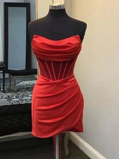 Which color do you like, please? Red Silk Cocktail Dress, Red Hoco Dresses Tight, Red Short Corset Dress, Prom Dresses Red Short, Red Backless Dress Short, Strapless Red Dress Short, Red Corset Dress Short, Red Strapless Mini Dress, Red Strapless Dress Short