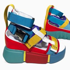 Women's Multicolored Chunky Sandals. Wedge Type Gladiator Sandal With Adjustable Velcro Straps. Decorative Silver Metal Buckle. Sizes 6, 6.5, 7, 7.5, 8, 8.5, 9, And 10. New In Box. Great Quality. Trendy Summer Streetwear Heels, Casual Chunky Platform Sport Sandals For Summer, Trendy Open Toe Heels For Streetwear, Summer Chunky Platform Sport Sandals In Synthetic, Chunky Platform Synthetic Sport Sandals For Summer, Chunky Platform Sport Sandals For Beach In Spring, Summer Synthetic Sport Sandals With Chunky Platform, Synthetic Chunky Platform Sport Sandals For Summer, Summer Flat Heel Sandals For Streetwear