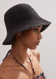 Raffia Bucket Hat | ME+EM Black Bucket Hats, Raffia Bucket Hat, Bucket Hat Outfit, Crochet Sun Hat, Bucket Hat White, Ankle Sleeve, Raffia Hat, Bucket Hat Women, Hat Outfit