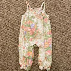 Floral Jumpsuit - Never Worn, Just Washed. 6-9 Month Ashley White, Floral Jumpsuit, Laura Ashley, Pink White, Jumpsuit, Pink