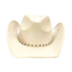 Faux sueded western hat with teardrop crown. Sharp up turned side brim, 3.5" wide. Stunning faux pearl and rhinestone band. Underwelt brim. Drawstring to reduce size. Faux suede is a smooth synthetic material that feels like suede to the touch. 100% polyester. Western Hats With Bling For Rodeo, Western Style Hat With Bling And Curved Brim, Western Style Bling Hats For Rodeo, Western Bling Hat For Rodeo, Country Style Rhinestone Hats For Rodeo, Brimmed Hats With Rhinestones For Country Events, Western Wide Brim Hat With Bling, Adjustable Rhinestone Hat Bands For Western-themed Events, Adjustable Bling Hat For Country Events