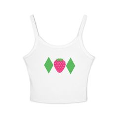 A strawberry shortcake tank top perfect for costumes or as a cute addition to your wardrobe. I have different variations on my store of this design, this one is the most accurate to one of strawberry shortcake shirts, and it is the tank top version. It gives off a playful and fun vibe, suitable for casual wear or themed events. This tank top is relevant for those looking for a unique and quirky piece to add to their collection, suitable for summer gatherings, picnics, and themed parties. \n\nPro Cute Sleeveless Strawberry Print Top, Cute Sleeveless Top With Strawberry Print, Sweet Fitted Sleeveless Top, Sweet Sleeveless Fitted Top, Fitted Sleeveless Sweet Top, Cute Fitted Tank Top, Cute White Crop Top Tank Top, Cute White Crop Tank Top, Cute Cotton Tank Crop Top