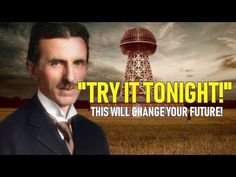 a man in a suit and tie standing in front of a radio tower with the words try it tonight