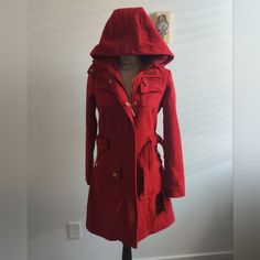 Brand New With Tags Rocawear Red Hooded Cotton-Blend Winter Trenchcoat Peacoat Size: S. Material: 23% Cotton, 77% Polyester Note: Minor Flaw On Shoulder Patch. See Photo. Keywords: Red, Hooded, Streetwear, Winter Coat, Fall, Cotton Blend, Little Red Riding Hood Vibes, Fairytale, Elegant, Statement New To Poshmark? Arrive Here From A Search? Create An Account And Use The Code Krisclosetoasis To Get $10 Off Your First Purchase! Welcome! Streetwear Winter, Red Hood, Little Red Riding Hood, Red Riding Hood, Red Gold, Winter Coat, Cosplay Costumes, Trench Coat, Cotton Blend