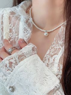 ❤︎White pearl necklace❤︎ White Pearl Necklace, White Pearl, Pearl White, Pearl Necklace, White