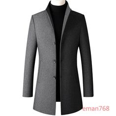 Mens Stand collar Wool Blend Trench Coat Jacket Single Breasted Outwear Overcoat Item description Brand Unbranded Department Women Outer Shell Material Wool Blend Size Type Regular Style Overcoat Type Jacket Country/Region of Manufacture China Garment Care Machine Washable MPN Does not apply Season Fall Year Manufactured 2020-2029 Accents Button Closure Button Lining Material Polyester Occasion Casual Pattern Solid   Shipment Payment Return & Warranty Service & Feedbacks Shipment 1.We Ship to Wo Gray Stand Collar Outerwear For Fall, Stand Collar Outerwear For Business In Winter, Stand Collar Outerwear With Hidden Button Closure For Fall, Winter Business Outerwear With Stand Collar, Casual Gray Long Pea Coat, Winter Gray Long Sleeve Sport Coat, Winter Long Sleeve Gray Sport Coat, Gray Long Sleeve Sport Coat For Winter, Winter Long Sleeve Outerwear With Hidden Button Closure