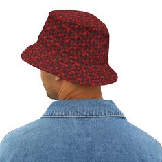 First, it protected fishermen from rain in the 1900s. Now, the personalized bucket hat is making its way to the very top of fashion picks for all ages. .: Material: 100% polyester.: Available in 2 sizes.: Sewn-in label.: Made in USA Small Large Circumference, in 22.01 24.02 Crown height, in 5.51 5.91 Brim length , in 2.17 2.17 Vintage Black Bucket Hat, Red Bucket Hat For Outdoor, Retro Black Brimmed Bucket Hat, Vintage Black Bucket Hat With Curved Brim, Vintage Black Wide Brim Bucket Hat, Retro Red Hat For Outdoor, Black Wide Brim Hat For Fishing, Red Wide Brim Bucket Hat For Outdoor, Black Bucket Hat With Curved Brim For Fishing