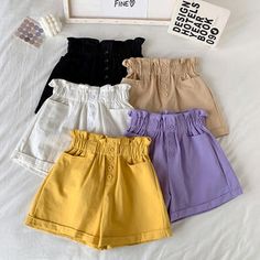 Trendy Short Bottoms For School, Trendy High-waist School Bottoms, Trendy High-waist Bottoms For School, Trendy High Waist Bottoms For School, Trendy High Waist School Bottoms, Spring School Shorts With Pockets, High Waist Cotton Bottoms For School, Stretch Shorts For School In Spring, Spring School Shorts With Stretch