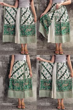 ใ�ช้ผ้าถุงเล็กเสริมผ้าขาว Skirt Wrap, Batik Fashion, Wrap Around Skirt, Batik Dress, Wrap Scarf, Clothes Sewing Patterns