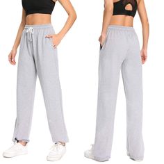 PRICES MAY VARY. Drawstring closure: Relaxed-fit athletic pant in solid tone featuring wide ribbed waistband with adjustable drawcord, perfect for sporting. Sweatpant for Women: Wide leg pants or Tapered sweatpants, it's up to you. Leg opening with elastic, tie the bottom freely. One pair of pants, two ways to wear. high-quality, and long-lasting everyday clothing you can rely on. Relaxing at Home: Breathable Sporty Joggers Track Pants with two pocket, fashion feel and stylish look. Great to pai Women Wide Leg Pants, Yoga Pants Flare, Tapered Sweatpants, Sweatpants With Pockets, Comfy Sweatpants, Joggers Track Pants, High Waist Yoga Pants, Workout Yoga, Sports Pants