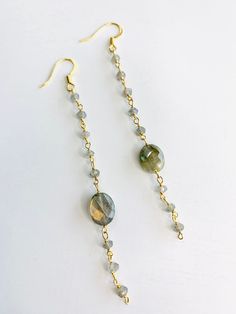 Sparkly Labradorite Earrings.  High quality Labradorite stones.  Fabulous gift.  Labradorite is known to be useful through change, especially when strength and perseverance are needed.  These beautiful earrings will not disappoint.  They make a great gift! Labradorite Dangle Earrings For Pierced Ears, Nickel-free Labradorite Drop Earrings, Nickel-free Labradorite Dangle Earrings, Adjustable Dangle Labradorite Earrings, Adjustable Labradorite Dangle Earrings, Nickel-free Labradorite Earrings For Jewelry Making, Handmade Long Drop Labradorite Earrings, Labradorite Earrings For Pierced Ears As Gift, Labradorite Wire Wrapped Drop Earrings