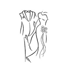 a black and white drawing of a woman holding a man's hand with flowers in it