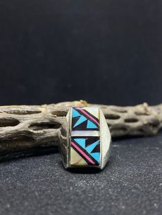 Unique Multicolor Rings With Polished Finish, Artisan Multicolor Multi-stone Rings, Multicolor Modernist Jewelry For Gifts, Multicolor Modernist Jewelry As A Gift, Modernist Multicolor Jewelry For Gifts, Modernist Multicolor Jewelry As A Gift, Multicolor Southwestern Style Turquoise Ring In Sterling Silver, Multicolor Southwestern Sterling Silver Turquoise Ring, Multicolor Southwestern Turquoise Sterling Silver Ring