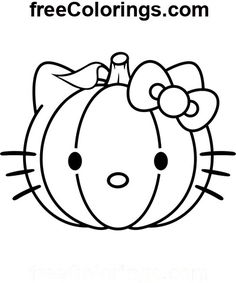 a hello kitty pumpkin coloring page with the word hello kitty on it's face