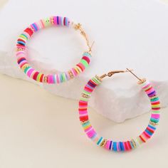 Colorful Soft Clay Discs Beaded Hoop Earrings New Bundle & Save - Enjoy 20% Off When You Purchase Two Or More Items From My Closet! Soft Clay Plated Iron Weight: 15g Approx. 5.4cm X 5.53cm Tags: Girly, Fun, Cute, Rainbow, Bright, Retro, Trendy, Birthday Gift, Christmas Gift, Casual Black Stone Earrings, Twisted Ribbons, Sparkle Ball, Horse Earrings, Soft Clay, Rainbow Bright, Pink Swarovski, Cute Rainbow, Dangle Hoop Earrings